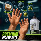 Grip Clean Heavy-Duty Hand Cleaner for Mechanics with Nail Brush - Moisturizing Coconut Oil Hand Cleaner Liquid Hand Soap with Stiff Bristle Nail Brush, Lime Scent – 8 Fl Oz Squeeze Bottle + Brush