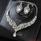 FIRCRE Crowns and Tiaras jewelry sets for Wedding princess birthday Party Halloween Prom Pageant Jewelry for Women Crystal Bridal Jewelry Set for women (Silver)