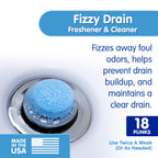 Plink Fizzy Drain Cleaner and Freshener, Prevents Drain Clogs and Buildup, Removes Odors from Bathroom and Kitchen Sinks, Septic-Friendly, Made in the USA, Lemon Scent, 18 Tablets