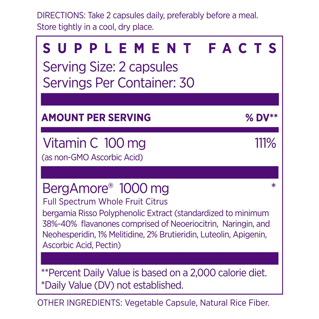 NAOMI Italian Citrus Bergamot 1000mg, Award-Winning Cardiologist Dvlpd High Potency, Clinically Shown to Support Healthy Cholesterol, Triglycerides, & Heart Health, w/ 7 Key Polyphenols, 30-Day Supply