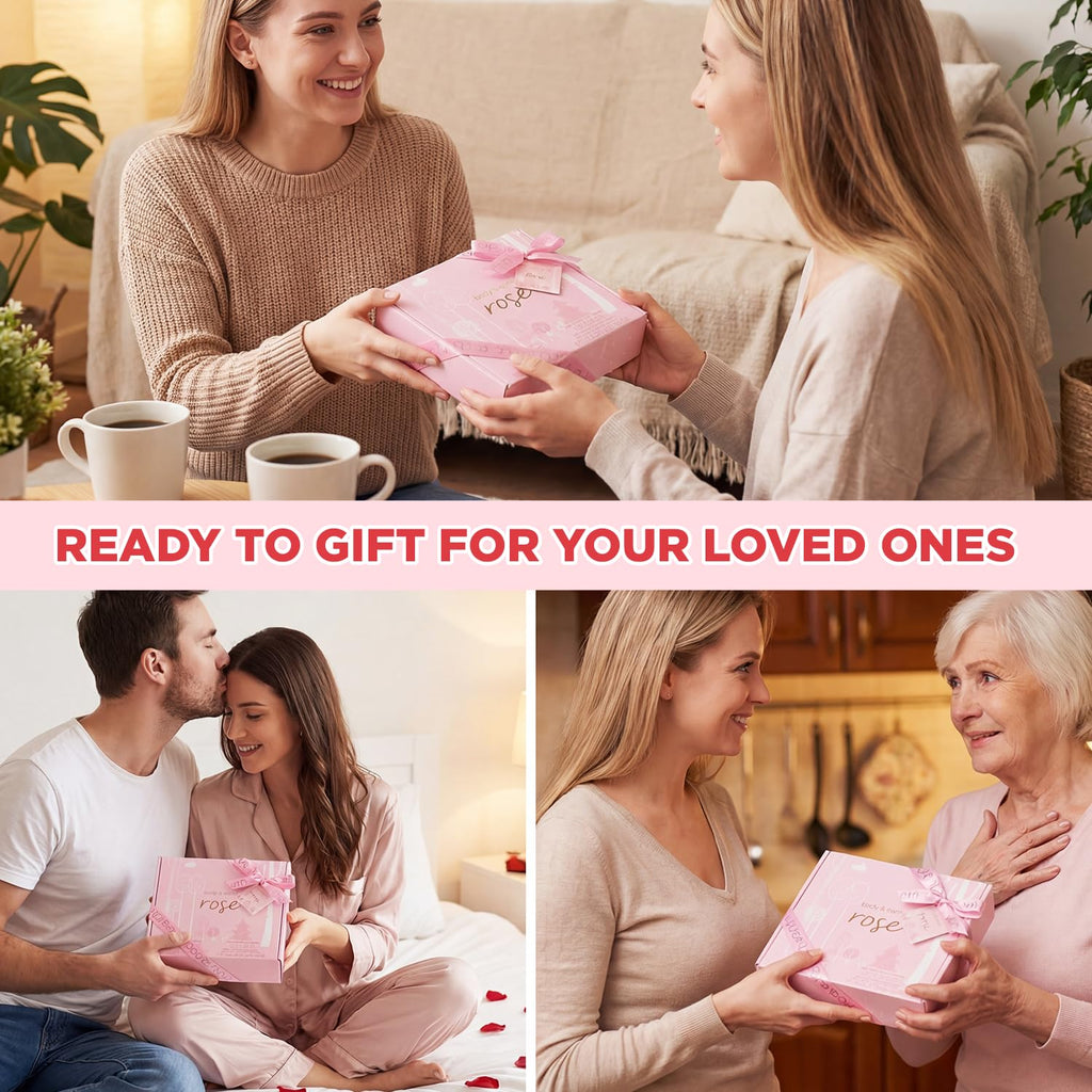 BODY & EARTH Spa Gift Set for Women - Luxurious 5 Pcs Bath and Body Box, Rose Scent, Includes Body Wash, Body Butter, Body Lotion and More, Birthday Christmas Gifts for Mom Self Care Kit for Her