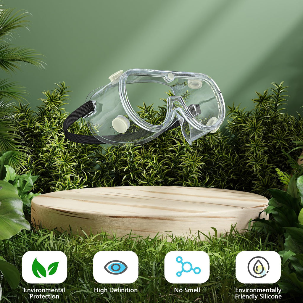 VOOVAO 3 Pack Anti-fog Safety Goggles ANSI Z87.1,Adjustable Chemistry Lab Goggles Over Glasses