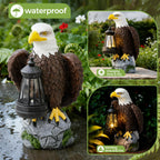 Jesokiibo 250th Anniversary USA Bald Eagle Statue with Solar Light, USA 250th Anniversary Merchandise Garden Decor Sculptures Statues Outdoor, Yard & Lawn Figurine,Bald Eagle Gift for Men