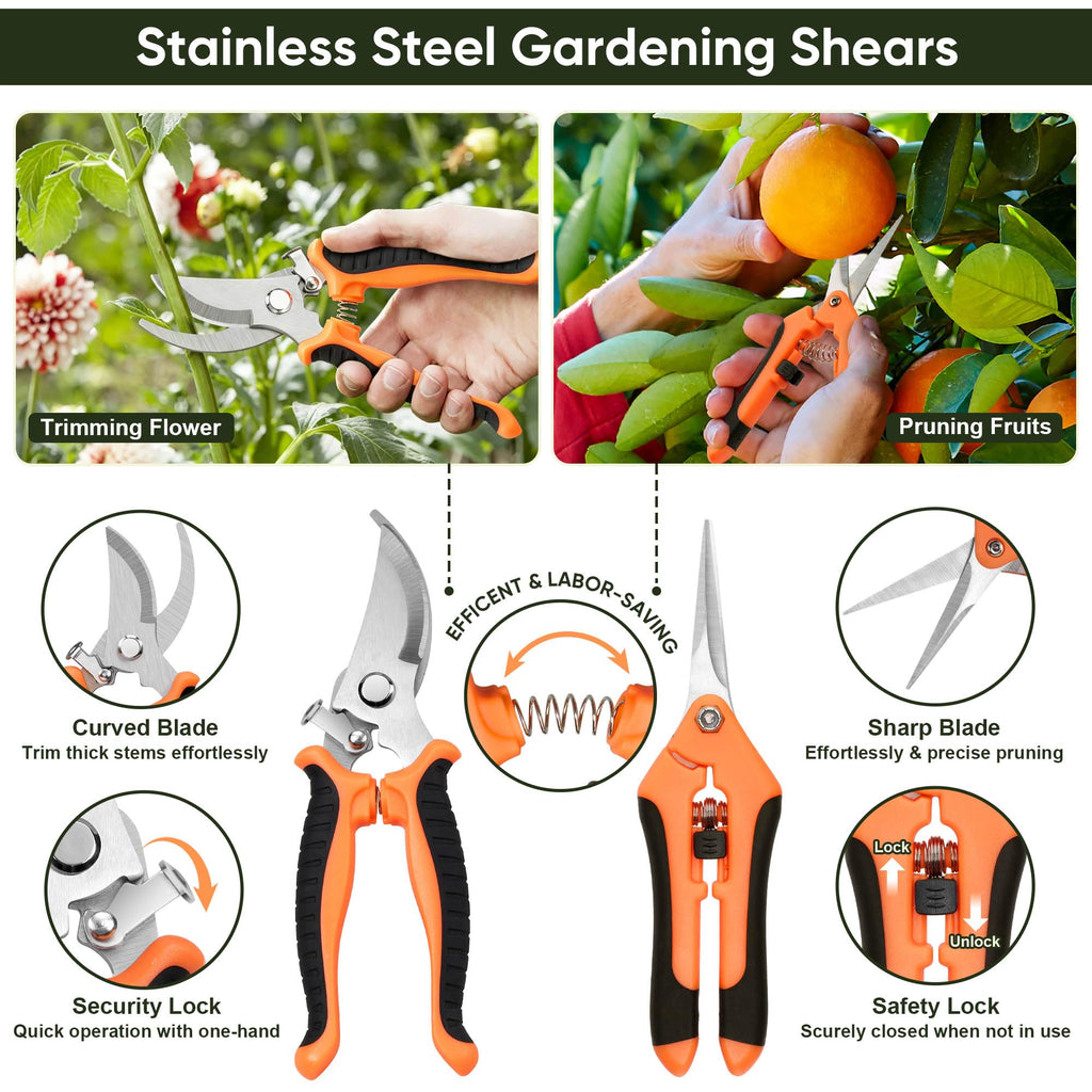 Joyfair Gardening Tools, 12 Pcs Garden Tool Set for Planting & Weeding