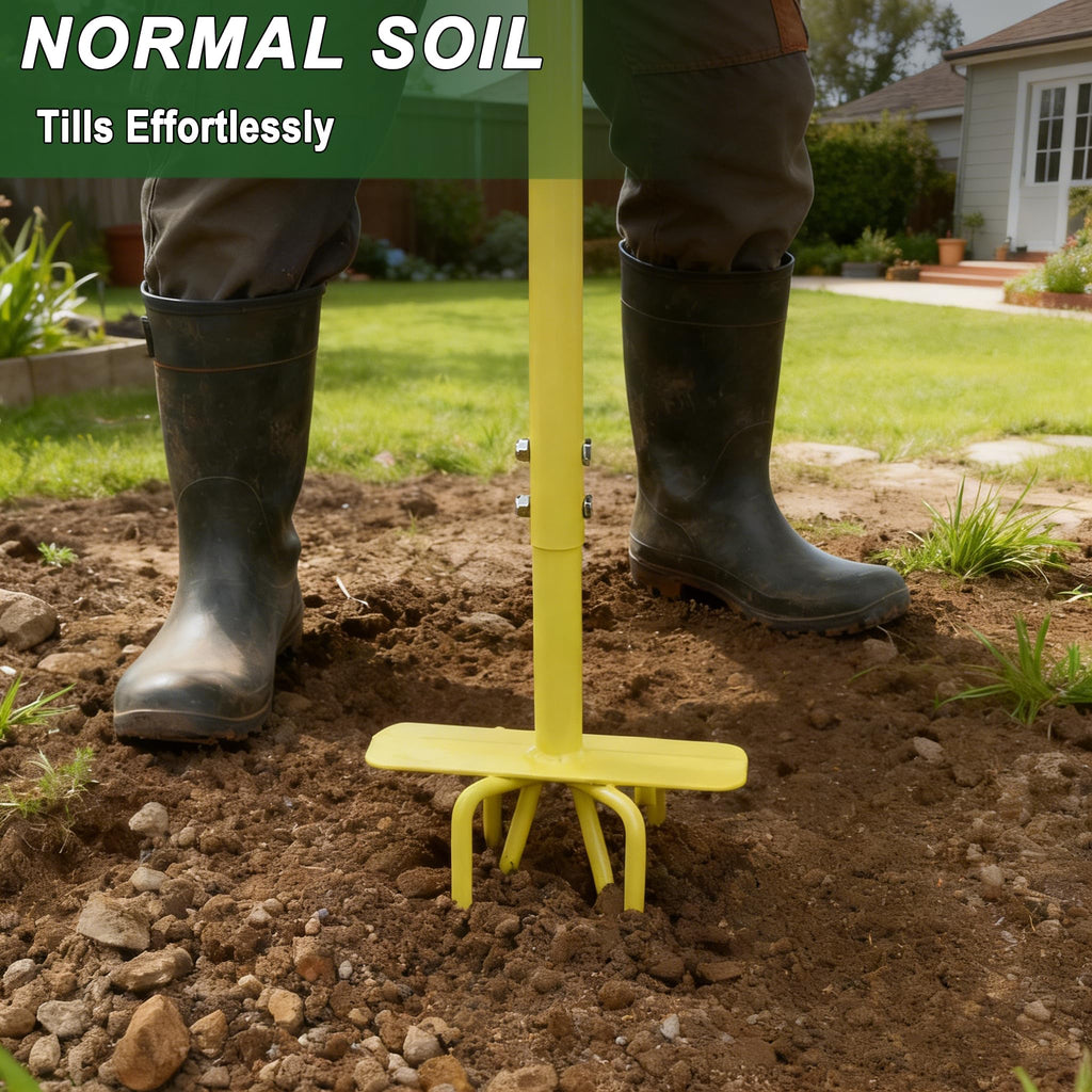 BARAYSTUS Hand Tiller Cultivator, Steel Garden Claw with Wide Foot Plate