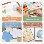 hahaland Montessori Busy Board for Toddlers Boy Toys Birthday Gift - Travel Toys - Dinosaur, Alphabet, Number, Shape, Drawing, Life Skills