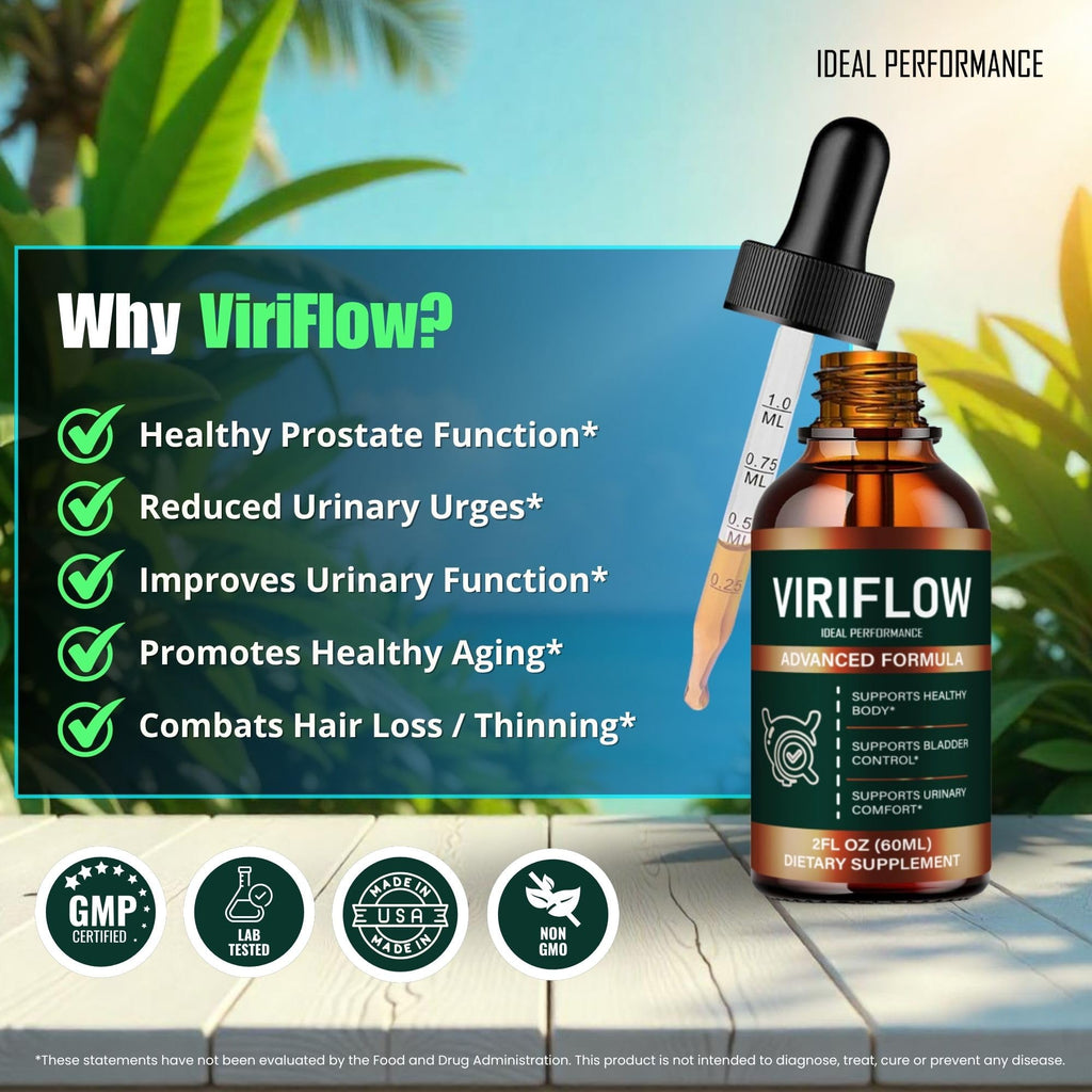 ViriFlow Drops, Official ViriFlow Prostate Health Supplements for Men - Maximum Strength, All Natural Support Droppers for Daily Wellness, Advanced Viri Flow Health Reviews (1 Pack)