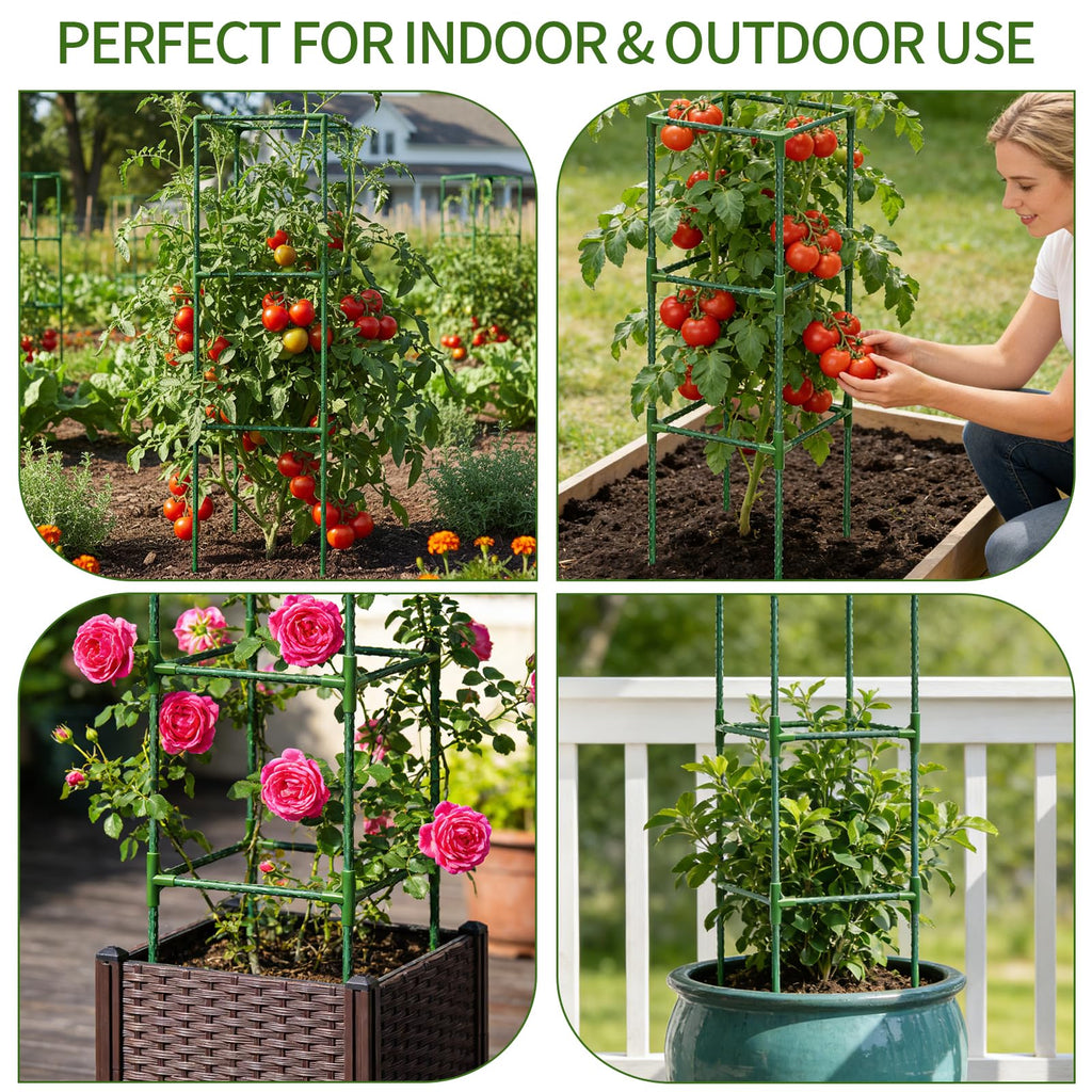 6 Pack 43.3 Inch Adjustable Tomato Cages Garden Plant Trellis