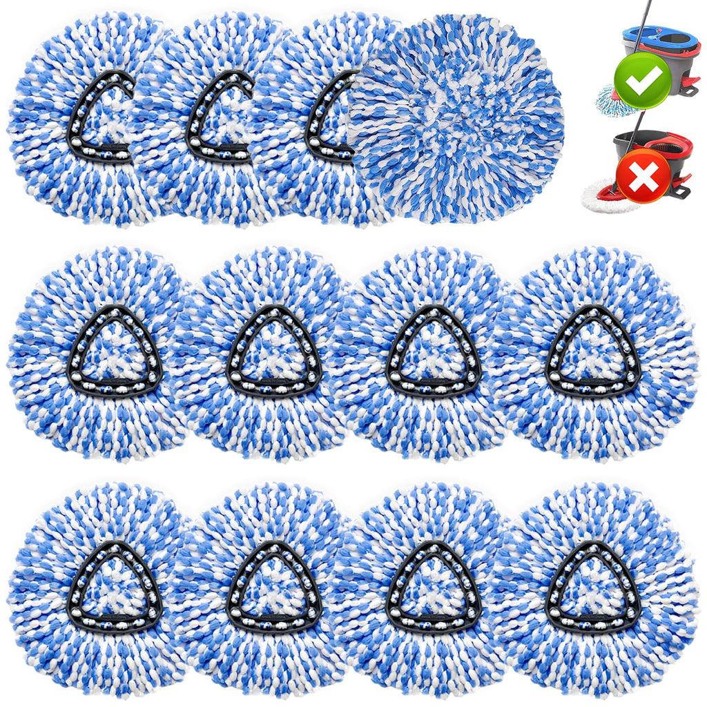12 Pack Spin Mop Replacement Head,Fit for Rinse Clean 2-Tank System, Microfiber Mop Head Replacement Easy Wring Mop,Refill Mop Replace Head for Floor Cleaning