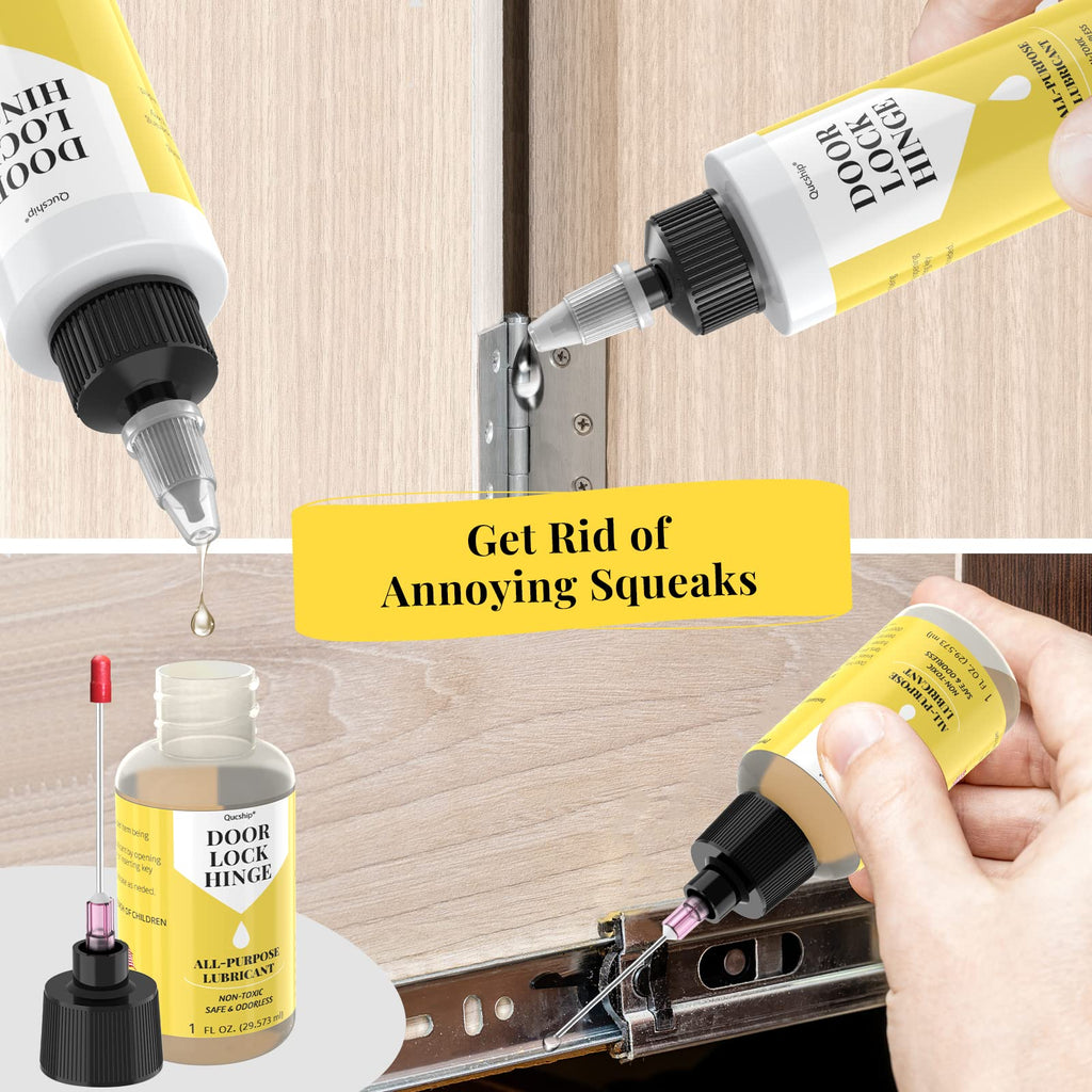 Qucship Door Hinge Lubricant kit, 4oz+1oz Needle Combo for Door,Lock,Bike
