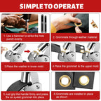 SBGGRL Grommet Kit of 1/4" and 3/8" Punch with 500 Pcs Metal Eyelets,Handheld Heavy Duty Eyelet Pliers Rivet Press Tool Set for Tarps Leather Crafts Fabric Tents Canvas