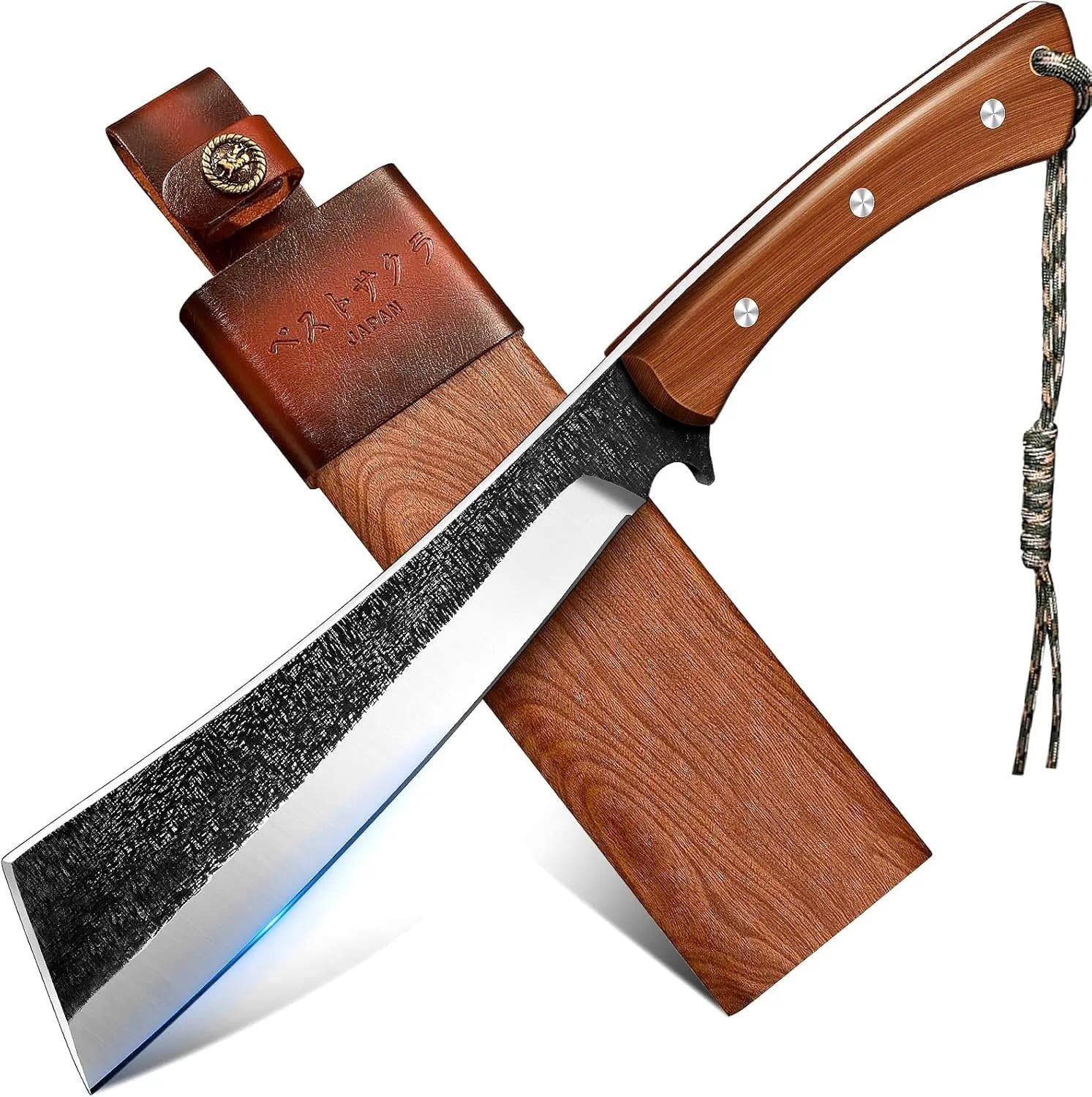 Freelander Japanese Machete with Wood Sheath for Yard Work, Gifts for Men