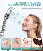 SR SUN RISE Filtered Shower Head with Handheld High Pressure 9 Spray Mode Showerhead Detachable Shower Head Water Softener Filters Beads for Hard Water Remove Chlorine 1 Filter Chrome