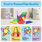 PicassoTiles Magnetic Building Block Set Geometry Shape Magnet Tiles Construction Toy STEM Learning Kit Educational Playset Playboard Pretend Play Stacking Blocks Child Brain Development PT16
