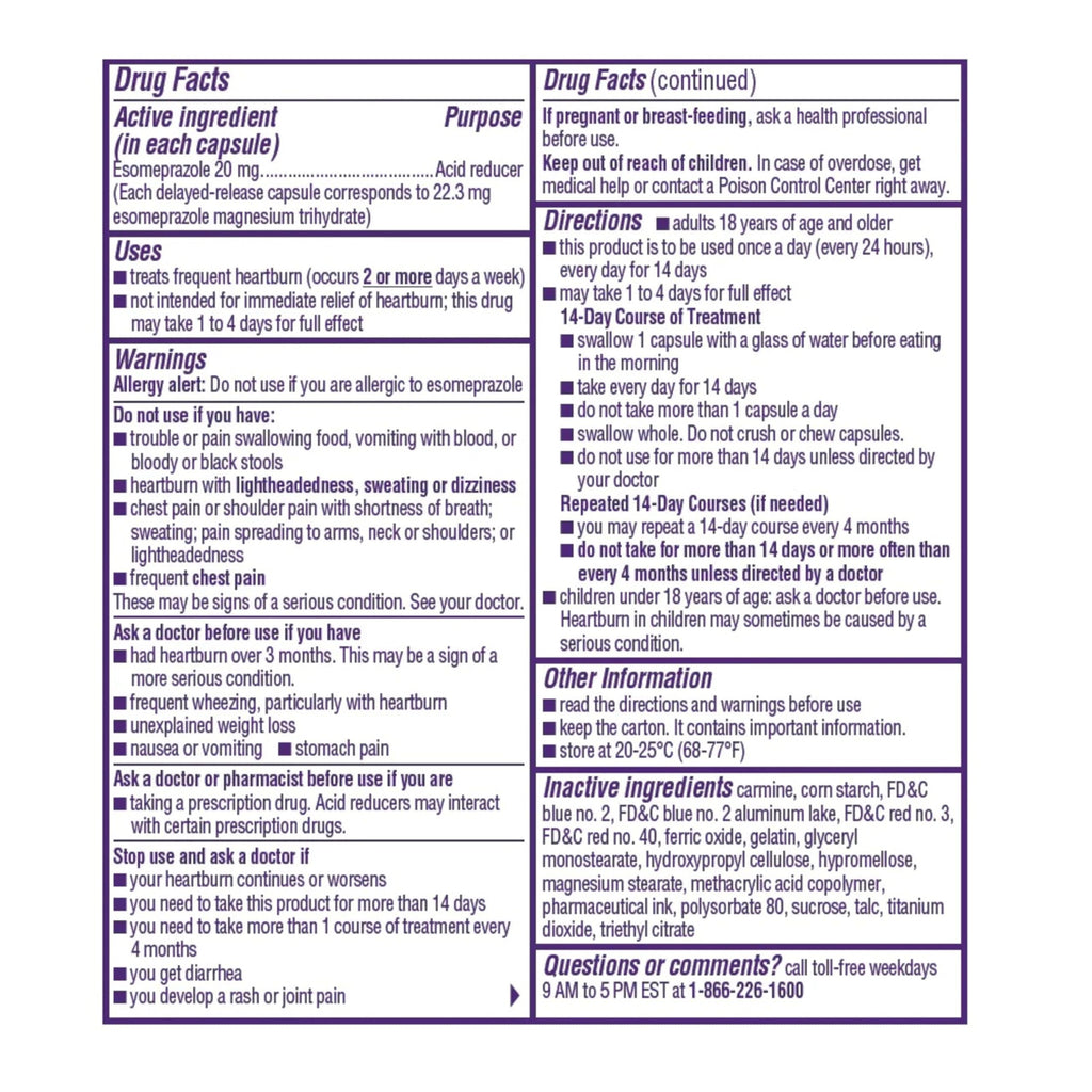 Nexium 24HR ClearMinis Acid Reducer Heartburn Relief Delayed Release Capsules for All-Day and All-Night Protection from Frequent Heartburn, Heartburn Medicine with Esomeprazole Magnesium - 42 Count