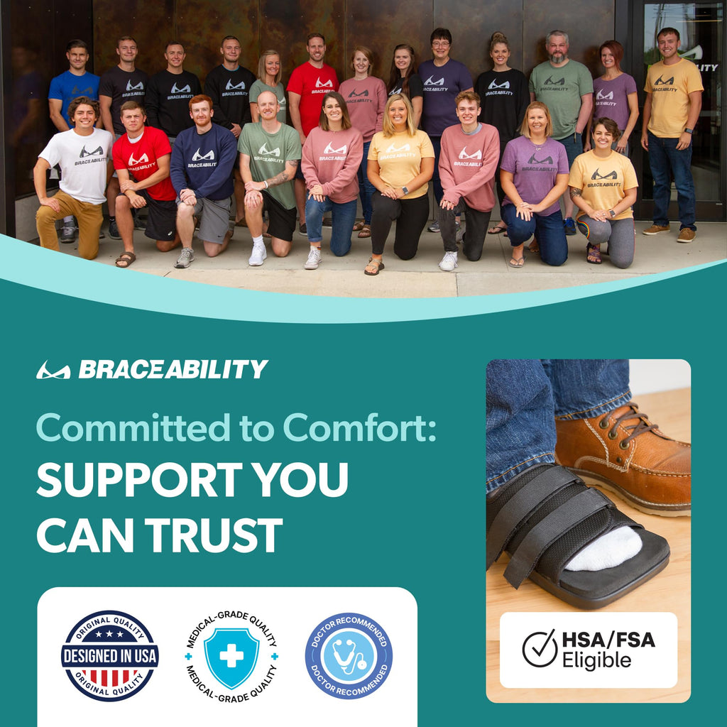 BraceAbility Post Op Shoe - Adjustable Orthopedic Medical Walking Boot for Broken Foot, Broken Toe, Stress Fracture and Injuries, Universal Cast Shoe for Men and Women After Foot Surgery (M - Female)