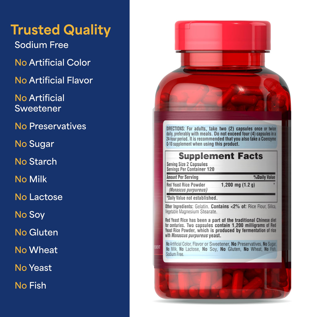 Puritan's Pride Doctors Trust® Red Yeast Rice 600mg,Dietary Supplement,240 Rapid Release Capsules,(Pack of 4)