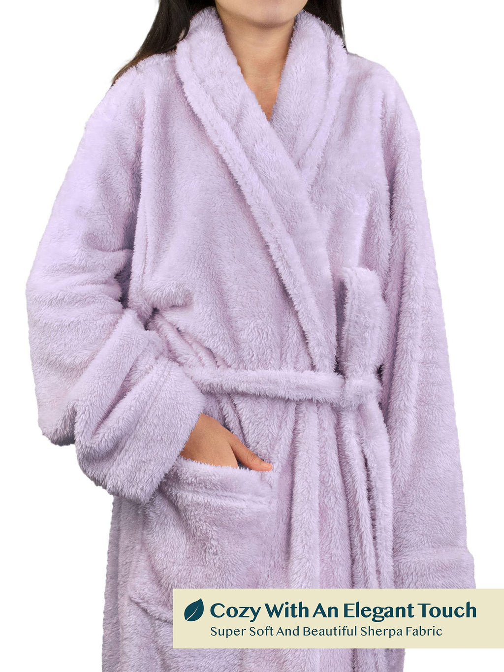 PAVILIA Premium Womens Plush Soft Robe, Sherpa Bathrobe, S/M Light Purple