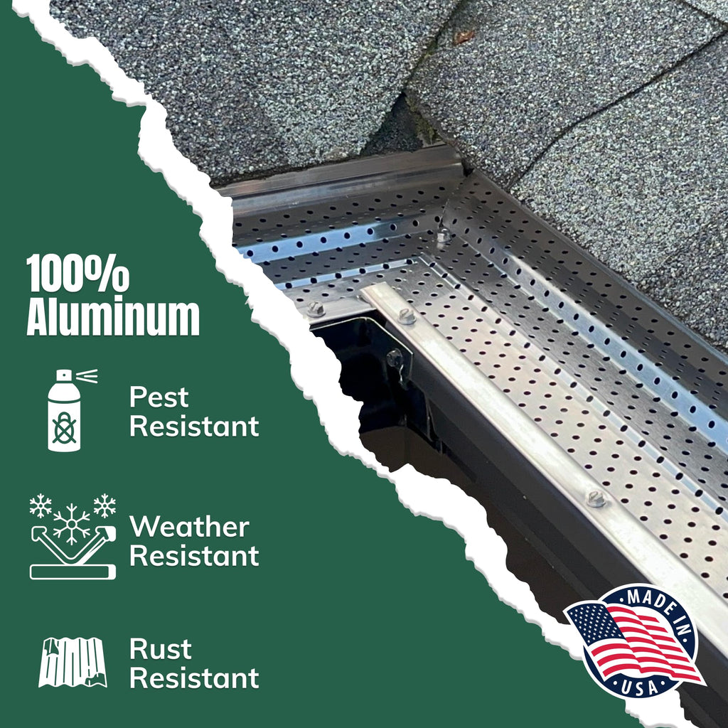 A-M Gutter Guard – Premium Heavy-Duty Lifetime Quality Aluminum - Leaf & Debris Protection, (6 Inch - 31 Feet, Mill Finish) - DIY Easy - Made in The USA