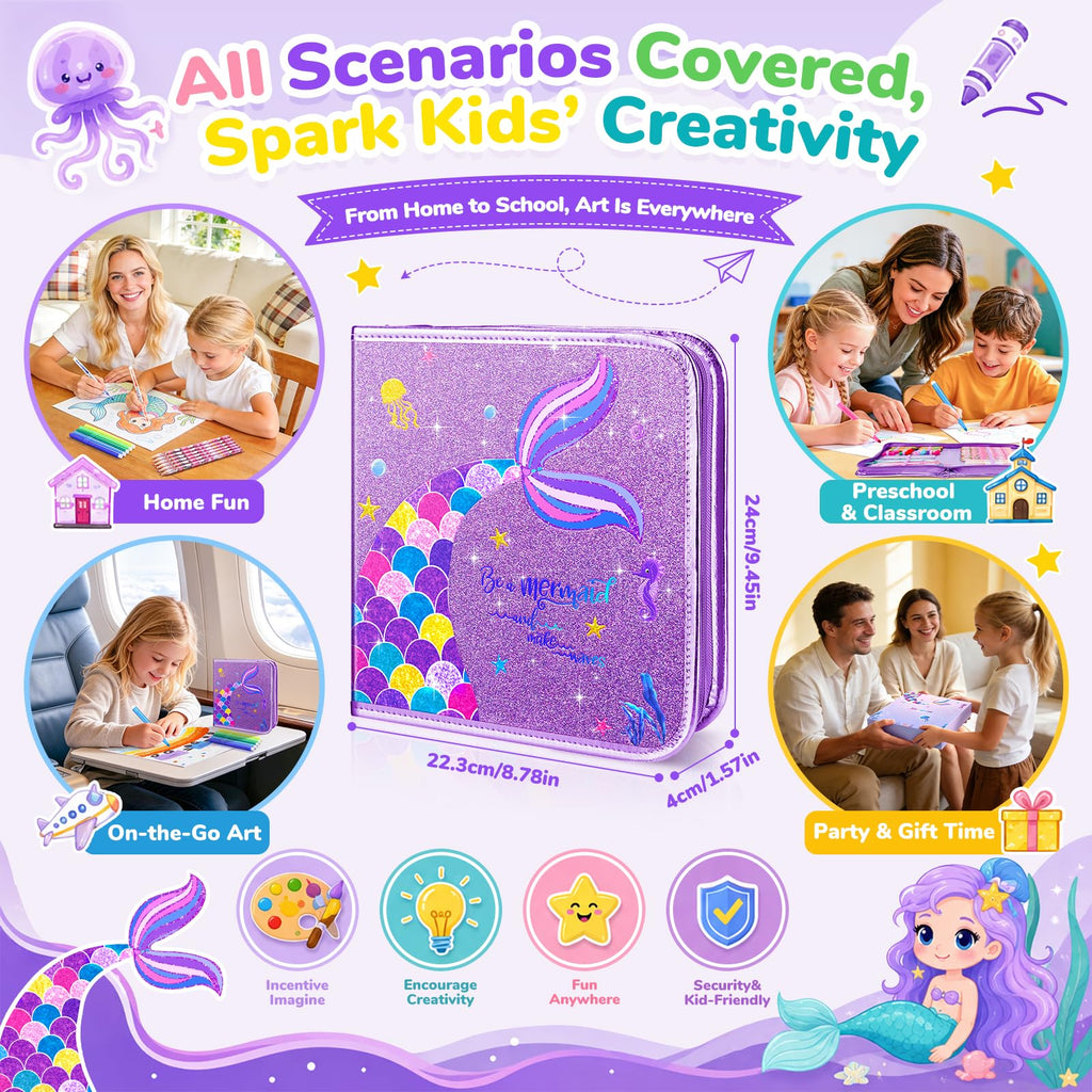 MAIGOZON 56 Pcs Scented Markers Art Supplies for Kids 4-8, Mermaid Toy Gift