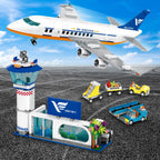 CUBIMANA Large City Passenger Airplane Building Toys with LED Light, 21 Inches Plane Building Sets with 2PCS Luggage Trucks, Terminal, Radar Tower, Birthday Gifts for Kids Boys Girls Age 6-12 (901pcs)