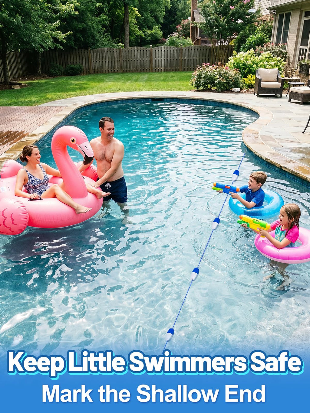 Aulock 20Ft Pool Safety Rope with Floats - Effective Visibility Floating Pool Rope Divider Barrier with Pre-Assembled Stainless Steel Hooks for Indoor and Outdoor Swimming Pools Separating Depth