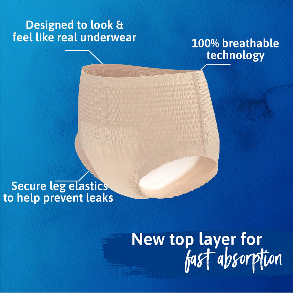 Tena Sensitive Care Adult Incontinence Underwear for Women, Maximum, L, 80 Count (Waist Size 34in-44in)