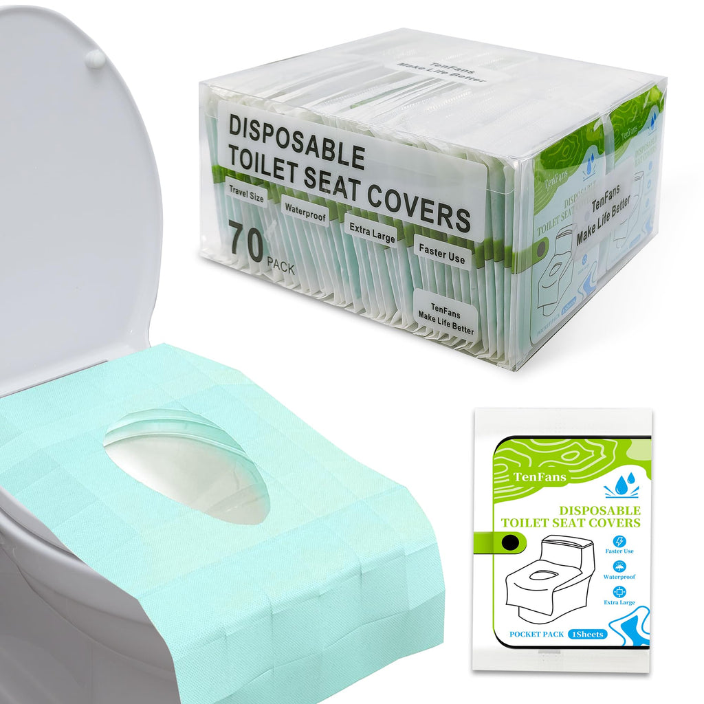 Disposable Toilet Seat Covers - 70-Pack Waterproof XL Travel Pack