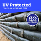 DURASACK Heavy Duty Sand Bags with Tie Strings Empty Woven Polypropylene Sand-Bags for Flood Control with 1600 Hours of UV Protection, 50 lbs Capacity, 14x26 inches, Green, Pack of 100