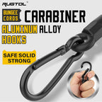 Bungee Cords with Hooks, 8 Inch Long Heavy Duty Bungee Cords with Carabiner Clip Outdoor, 1/3 Inch Black Extra Strong Elastic Rope with Carabiner Hooks for Camping, Tarps, Bike Rack, Tent, 6 Pack