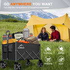 AMNOW 100L Collapsible Wagon Cart with All Terrain Wheels, 350LBS, Black