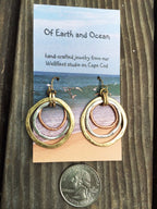 Handmade Sunrise Earrings – Cape Cod USA Award-Winning Artist Judith Stiles – Lightweight Mixed Metal Dangle Earrings – Hammered Brass, Copper & Silver Tone Circles – Coastal Beach Jewelry, Bohemian Style with a Yoga Heart – A Great Gift for Women