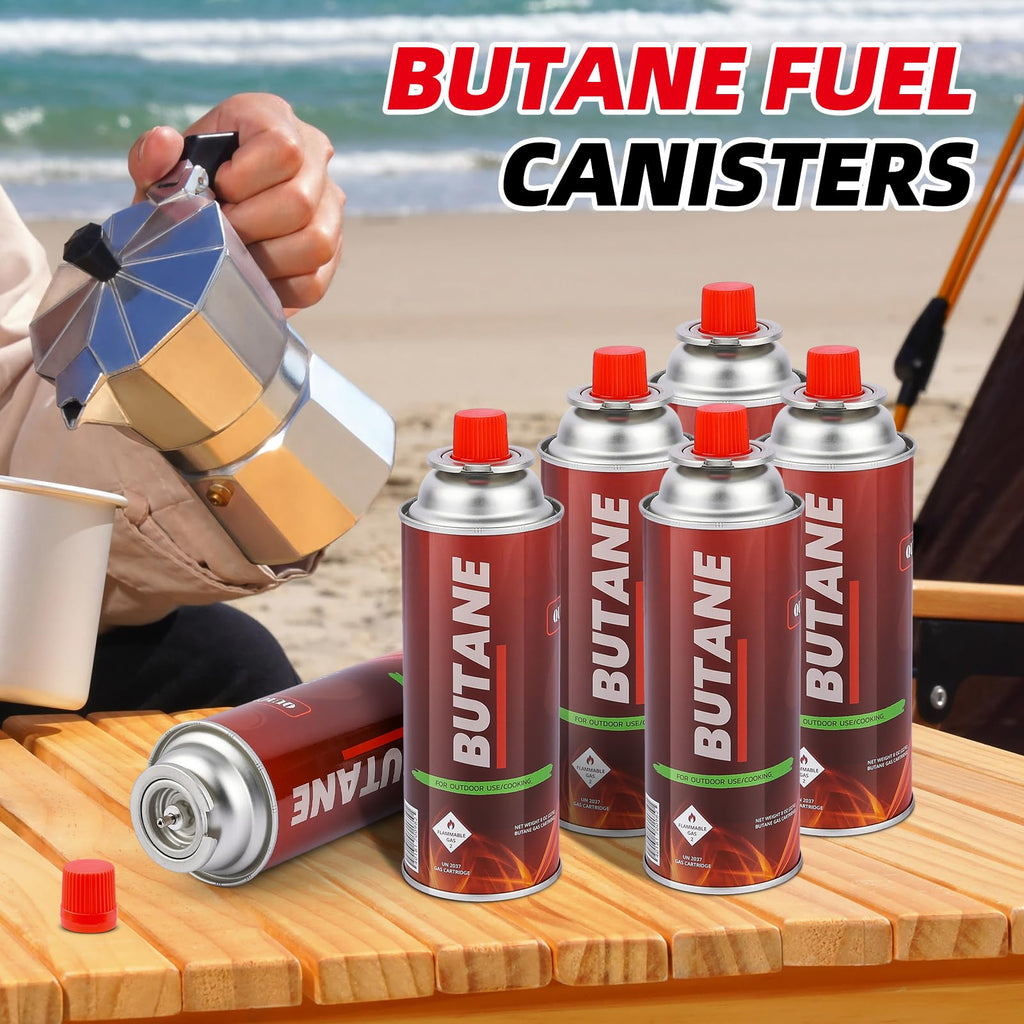 Smart & Safe Butane Fuel Canister - Self-Sealing Nozzle - 28 Pack for Outdoor Cooking, Camping, and Emergency Use