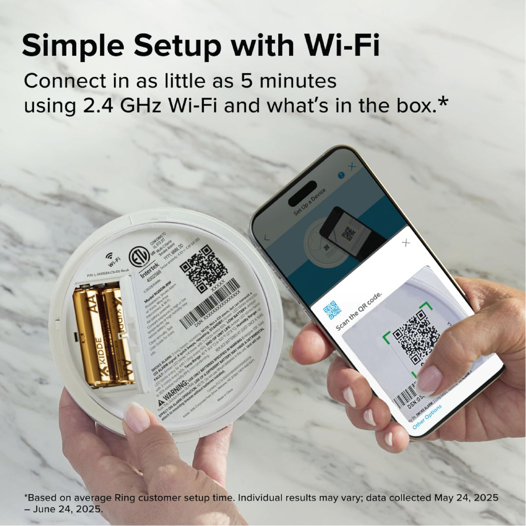 Kidde Smart Smoke and Carbon Monoxide Detector, Ring App Enabled for Real-Time Notifications, Wire-Free Interconnectivity, AA Battery Powered