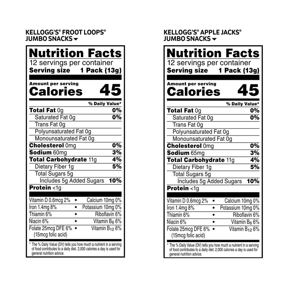 Kellogg's Jumbo Snax Cereal Snacks, Lunch Box Snacks, Variety Pack (36 Pouches)