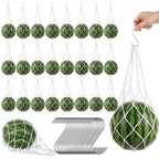 SATINIOR 24 Set Melon Hammocks Cradles with S Hanging Hooks Heavy Duty Hammock Cradles Holder, Reusable Hanging Bags Fruit Slings Mesh Fruit Holder for Honeydew Melon, Squash, Cantaloupe