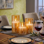GenSwin Glass Rechargeable Flameless Candles Remote Battery Operated, Gold