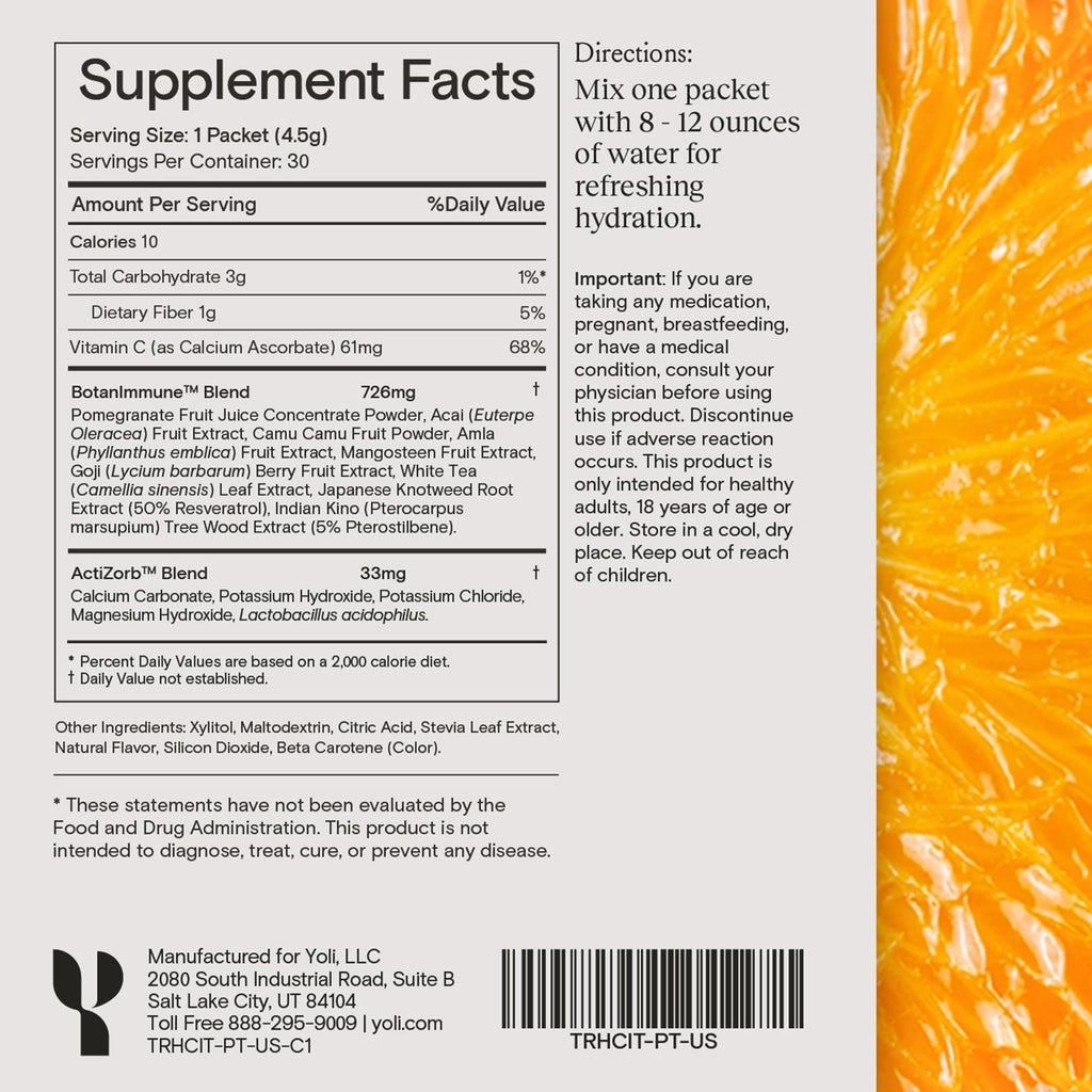 Yoli Truth Antioxidant and Immune Support, Citrus Flavor, 30 Packets Box