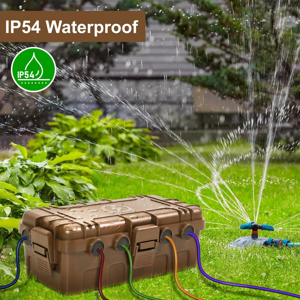 [2 Pack] Outdoor Electrical Box Waterproof, OUTDSPLY Medium Outdoor Electrical Box (11.6x5.2x4.1 inch) w/ 6 Cable Entry, Weatherproof Connection Box for Power Strip, Plug, Timer, Holiday Lights, Brown