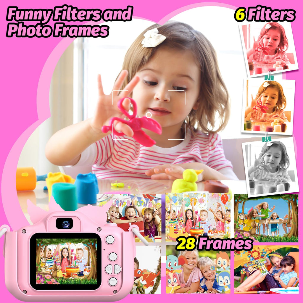 Upgrade Kids Camera for Boys Girls, Toddler Digital Selfie Camera with Cute Protective Cover and SD Card, Christmas Birthday Gifts Toys for 3 4 5 6 7 8 9 10 11 12 Years Old Little Girls and Boys