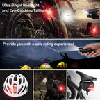 Ascher Ultra Bright USB Rechargeable Bike Light Set, Powerful Bicycle Front Headlight and Back Taillight, 4 Light Modes, Easy to Install for Men Women Road Mountain Cycling Black