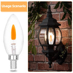 HEWA-Tech E12 Base (Miniature Screw) C35 Flame Tip Flicker Bulbs - Crystal Clear Candle Light with Orange Glow Effect for Halloween， E12 Non-Dimmable Chandelier Replacement Bulbs, 6-Pack