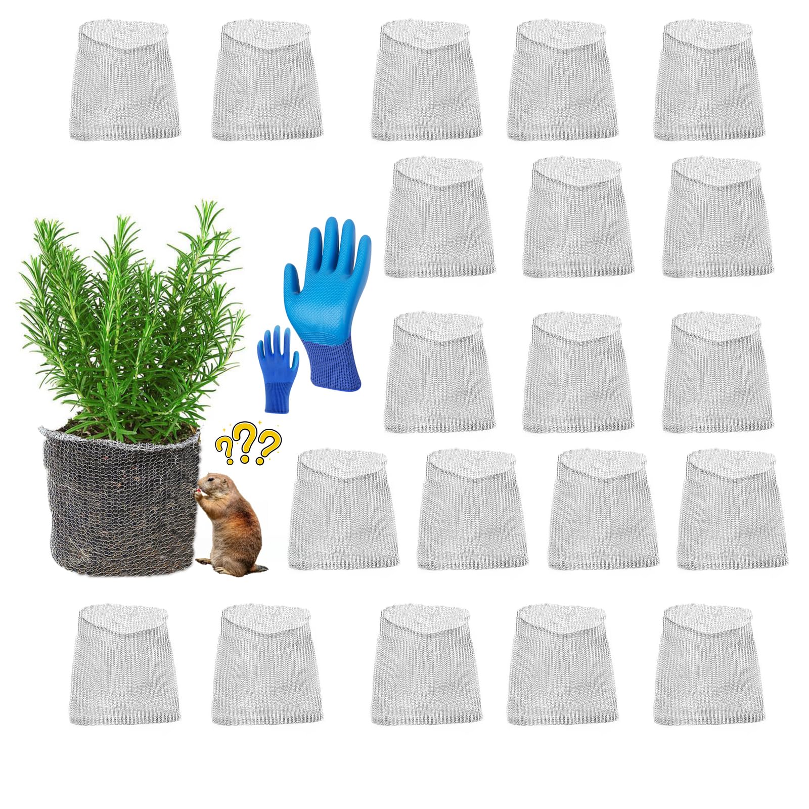 20 Packs Gopher Baskets 1 Gallon Stainless Steel Mesh Protects from Gophers