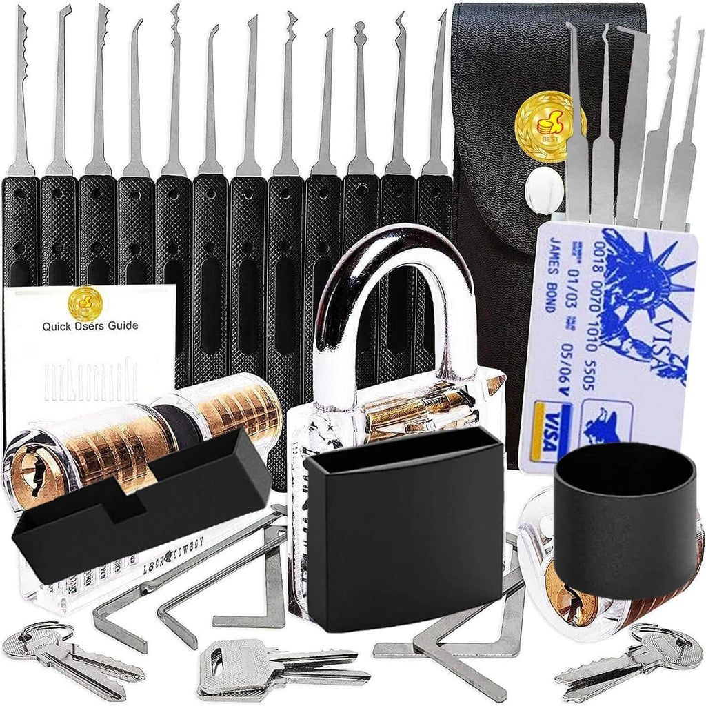 Pick 1-9/16" Wide Long Shackle Keyed Alike Padlocks Set, Heavy Duty Waterproof Laminated Steel Anti-Rust Locks, Multi-Purpose Picking Outdoor Security Lock Kit for Gate, Toolbox & Storage Unit