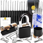 Pick 1-9/16" Wide Long Shackle Keyed Alike Padlocks Set, Heavy Duty Waterproof Laminated Steel Anti-Rust Locks, Multi-Purpose Picking Outdoor Security Lock Kit for Gate, Toolbox & Storage Unit