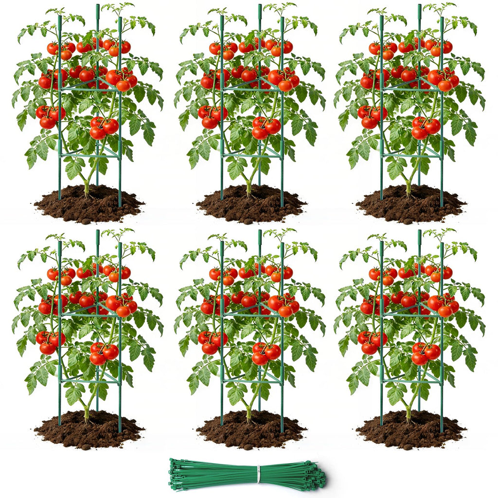 SDLDEER 6 Pack 48in Adjustable Metal Tomato Cages for Garden