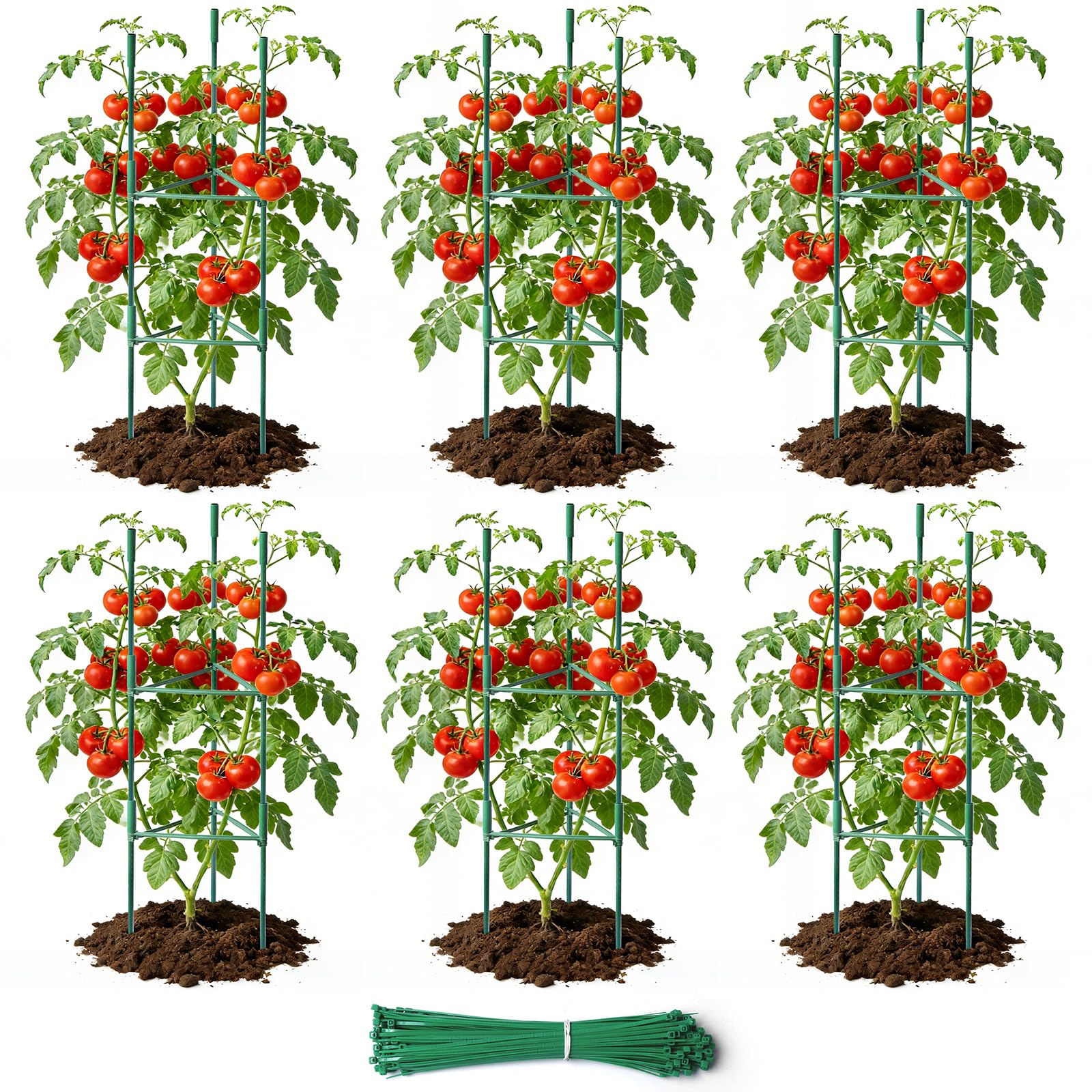 SDLDEER 6 Pack 48in Adjustable Metal Tomato Cages for Garden