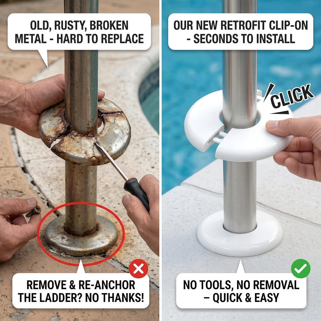 Pool Escutcheon Plates/Pool Ladder Cover Plate/Pool Trim Rings Fits for 1.9" Inner Within Diameter Tubing Pool Handrail&Pool Handrail Covers for Inground Pools/Other Water Pipes etc (6)