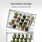 HBlife Mini Greenhouse for Indoor, Clear Stackable Green House with Magnetic Door & Adjustable Drainage Dividers, Tabletop Portable Greenhouse for Small Plants Nursery Germination and Display, 1 Pack