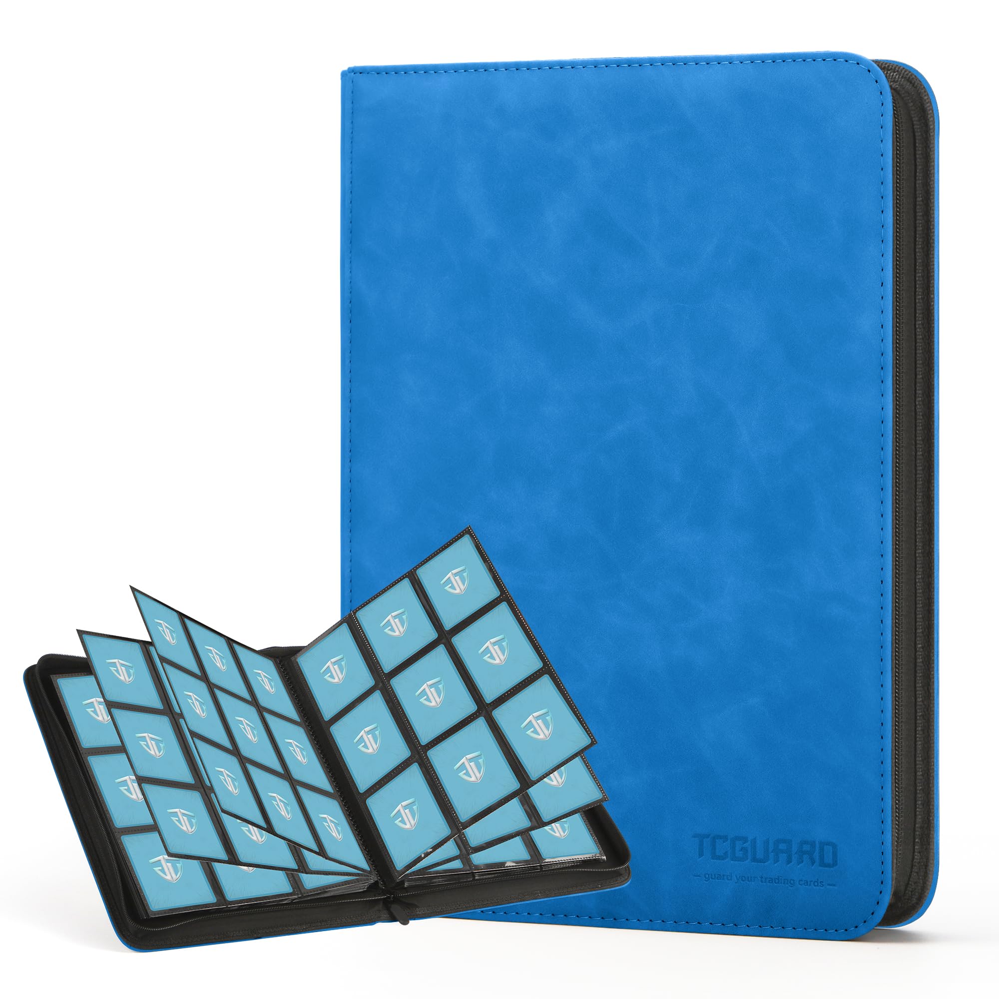 TCGUARD Trading Card Binder, 9 Side Loading Pocket Card Album Hold Up to 540 Cards, Zipper Binder for Cards Collection, TCG Card Holder for Game Card, Sports Card, Yugioh, MTG etc. (Light Blue)